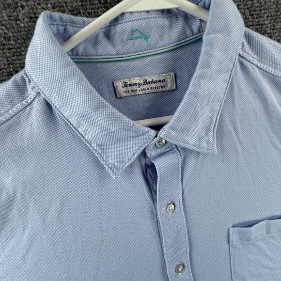 Tommy Bahama 2XL Check Island Zone Cotton Polyester Button-Down Blue Pocket Men - Picture 2 of 16